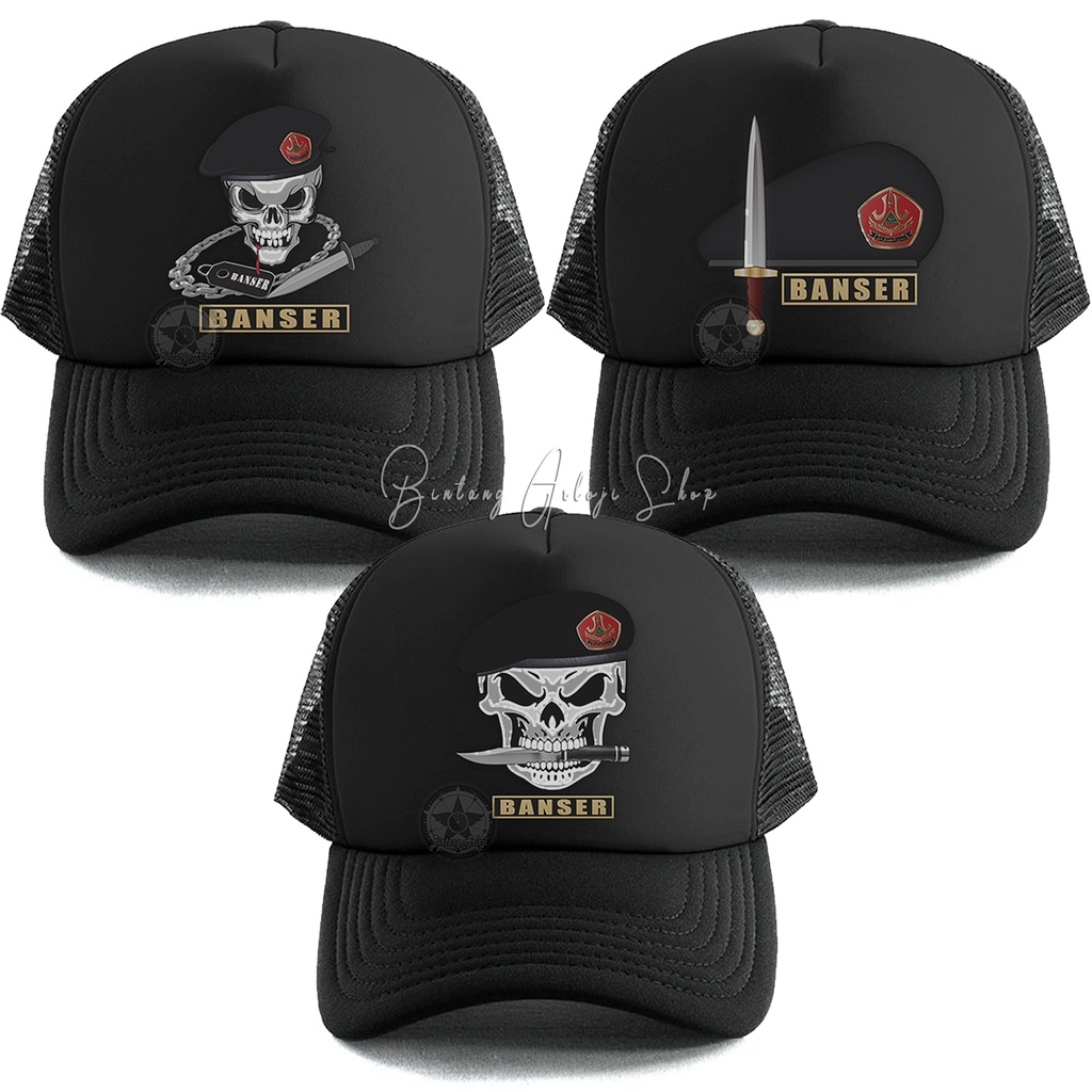 (Exclusive) Topi BANSER NU - Baret Hitam Light Gold