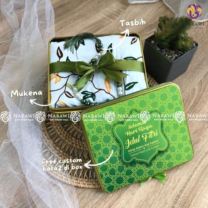 Hampers Box Tin Idul Fitri Isi Mukena Dewasa Tasbih Hampers Lebaran