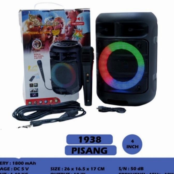 Speaker Bluetooth Karaoke Wireless 4" Free Mic - JL 1938