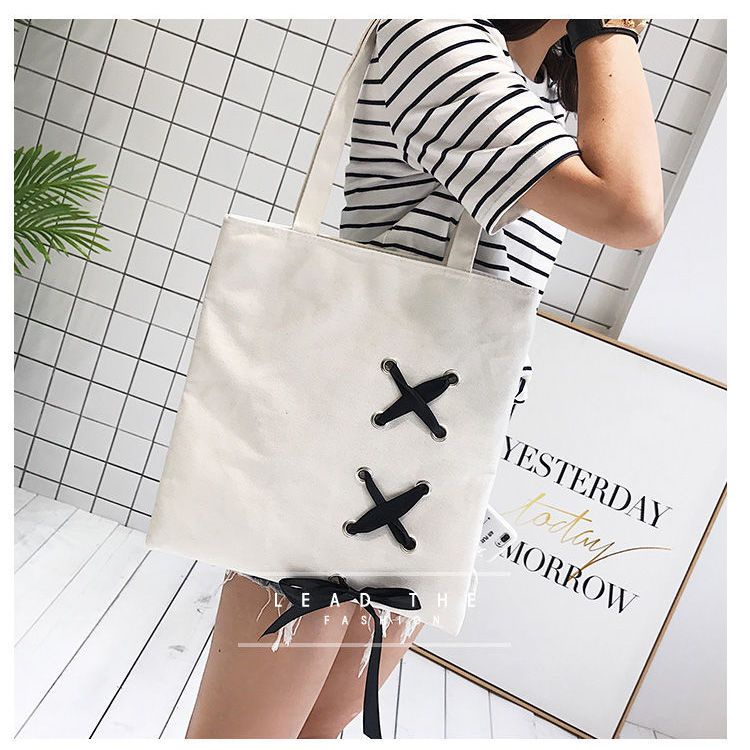 Sera Tas Kanvas 2023 Net Merah Fashion Sastra dan Seni Hanchuang Dasi Kanvas Tas Tote Tas Kanvas Kasual Kanvas Tas