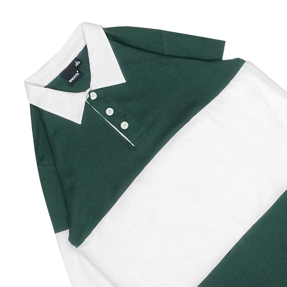 ( COD ) SMOOTH BASIC Vintage Rugby Polo Shirt - Green White ,.