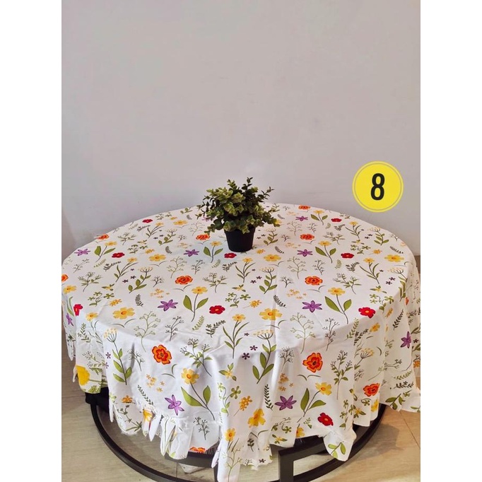 Taplak Meja Makan Bulat 4 (Empat) kursi Rempel / Rumbai