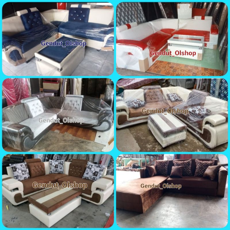 (Khusus Wilayah Palembang) Kursi Tamu/Sofa Minimalis Type L (Bludru Spoon) Palembang