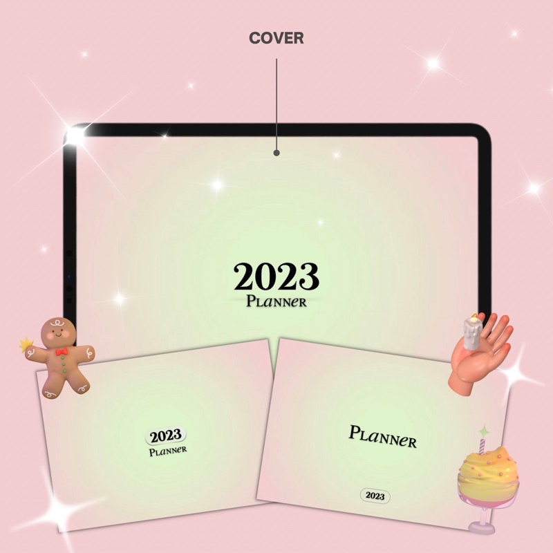 

Digital Planner 2023 Gradient Pink Green iPad Goodnotes