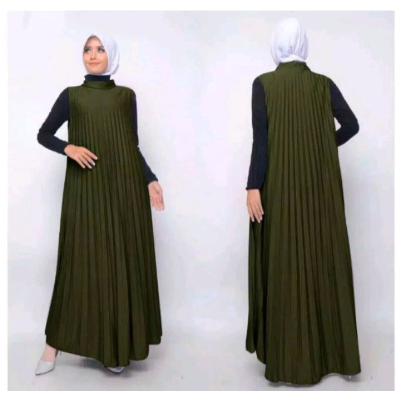 (FREE ONGKIR)LONG DRESS PLISKET/GAMIS KUTUNG//PAKAIAN WANITA