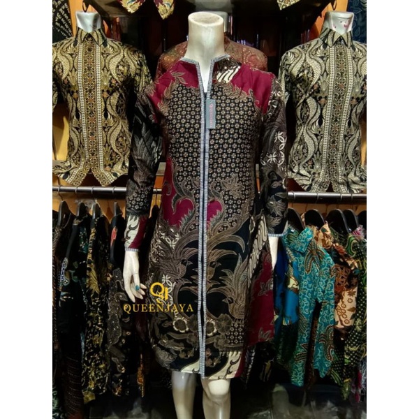 Tunik Batik Wanita Traditional Butik Resleting Depan / Baju Batik Tunik Wanita Terbaru 2023