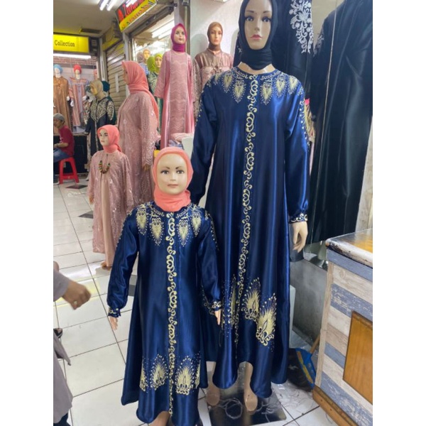 GAMIS TERBARU COUPLE IBU ANAK BAHAN SATIN KRISTAL BORDIR