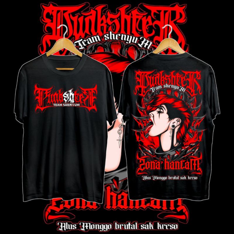 Kaos PSHT Punkshter Merah 1 Punkshter Zona Hantam Desain Distro Bahan Cotton Combed Sablon Dtf