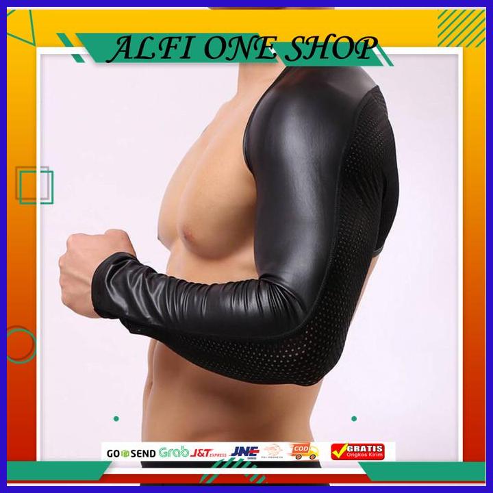 SARUNG LENGAN LATEX HITAM PRIA | KULIT KAIN TANGAN | BAJU KULIT HIGHT QUALITY 