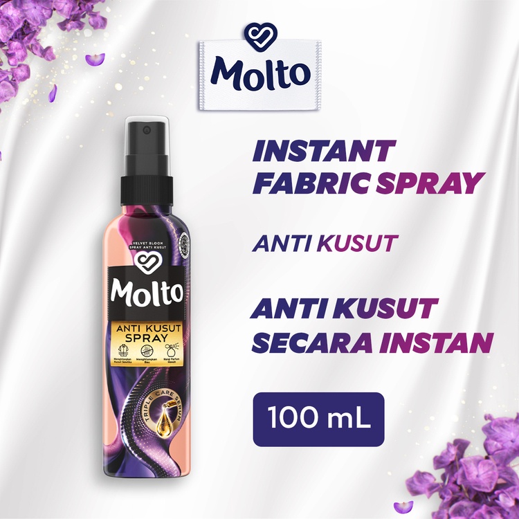 Molto Anti Kusut Velvet Bloom Spray 100mL - Spray anti kusut, spray pakaian