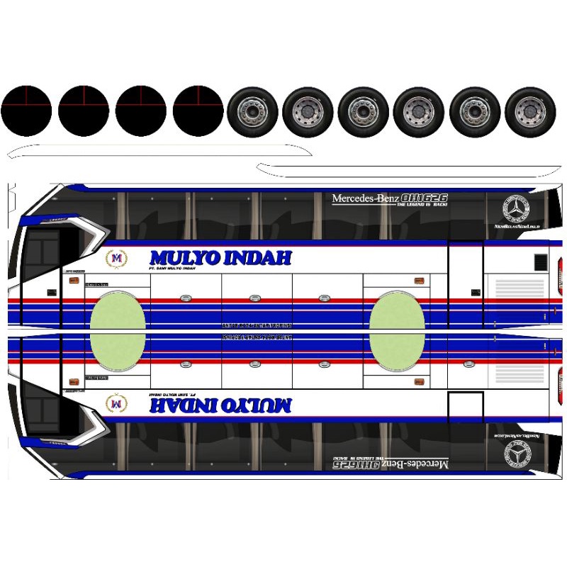 Stiker Vynil Papercraft Bus Skala 1:30 Laminasi Glossy