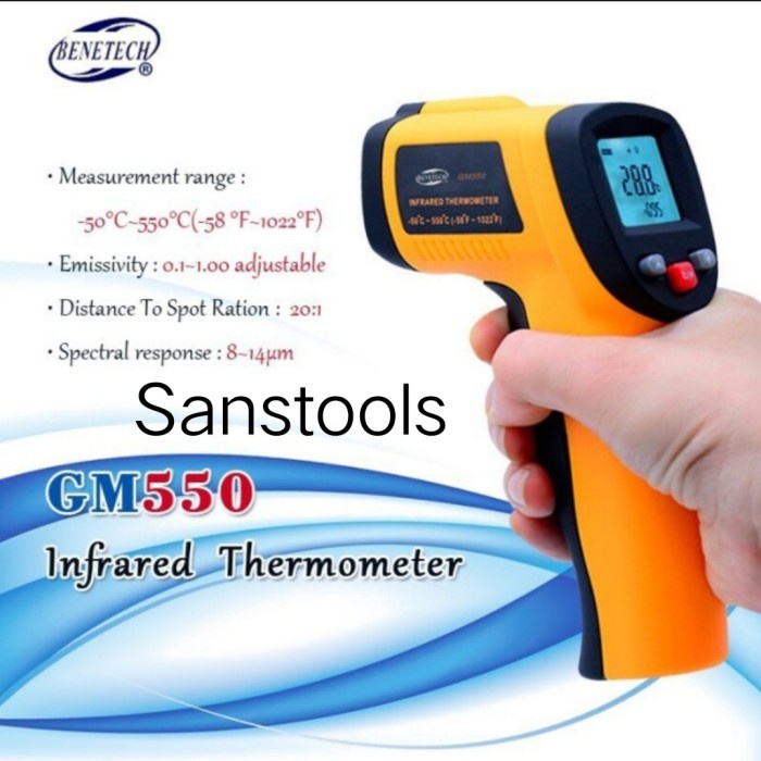 Benetech GM550 Infrared thermometer / thermogun GM-550 laser ukur suhu