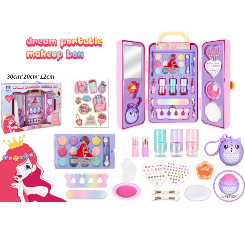 Uoptoy Beauty Playset Mainan/ Mainan Kosmetik Anak/riasan mainan anak/Mainan Make Up Anak Perempuan Tidak Beracun/Children Pretend Play / Mainan Make Up Bag