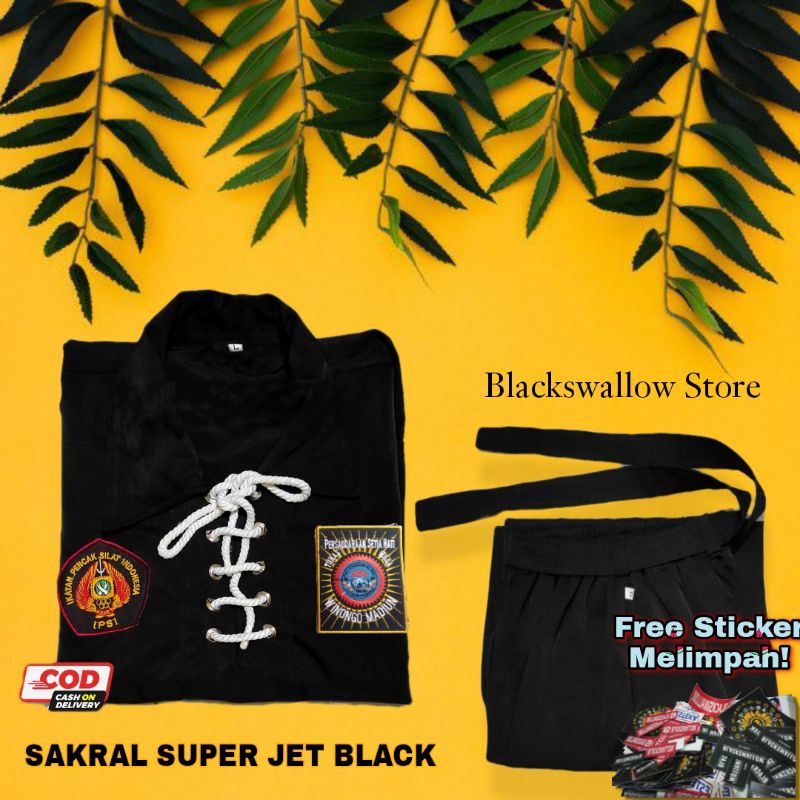 Sakral Jet black Atas Bawah PSHW Free Sticker Melimpah | Sakral Black jet PSHW | Seragam Silat SH Wi