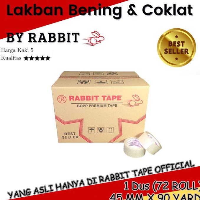

SALE (1 Dus) Lakban Bening / Lakban Coklat RABBIT TAPE 2 inch x 90 Yard