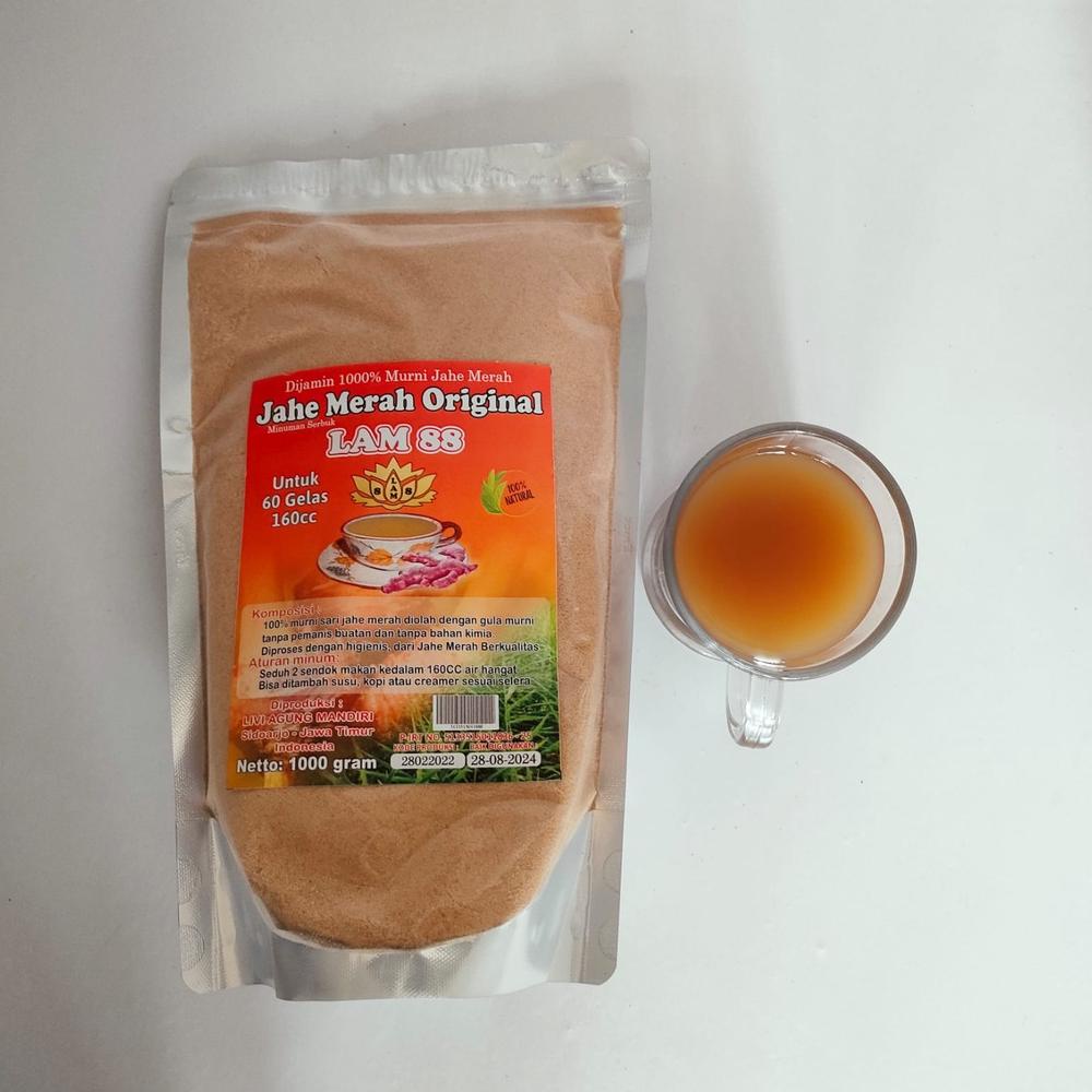 

Kekinian jahe merah instan dengan gula kemasan 1kg .,
