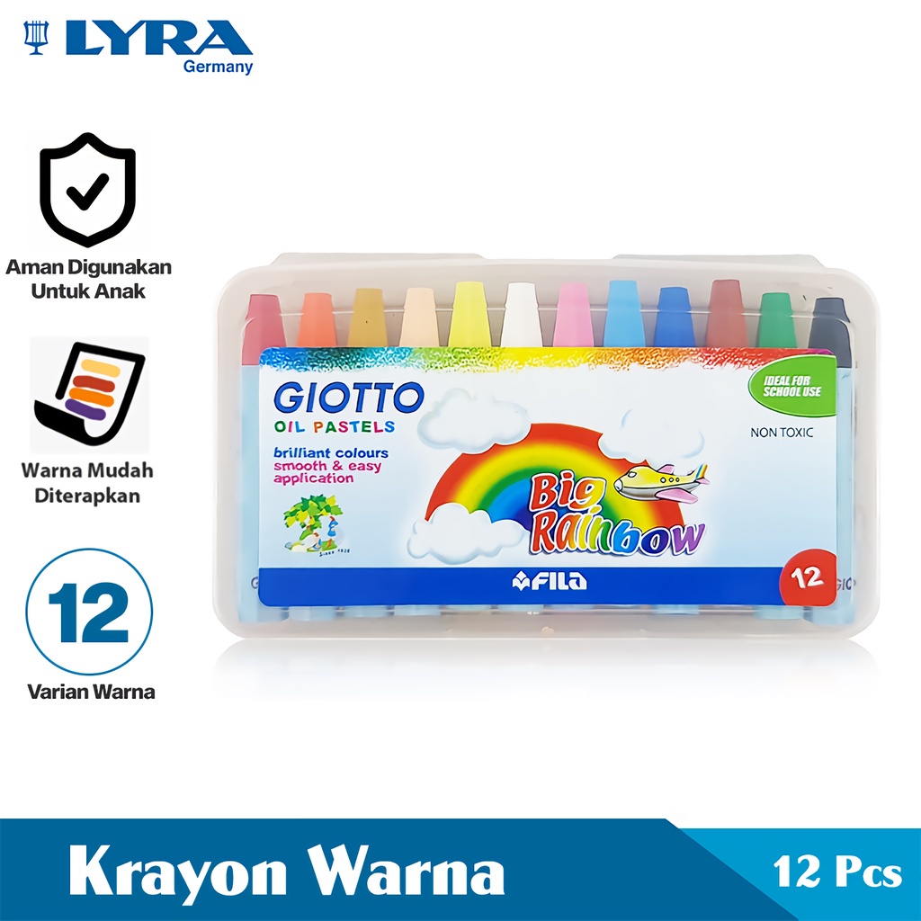

Giotto Pensil Warna / Krayon 12 Warna Oil Pastel Crayon Alat Mewarnai Lyr-295100 Non Toxic