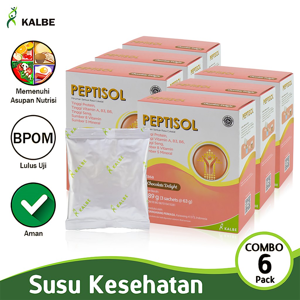 

Kalbe Peptisol Susu Kesehatan Combo 6Pack Pangan Olahan Masa Pemulihan Bpom Cmb06-Sah Coklat Delight