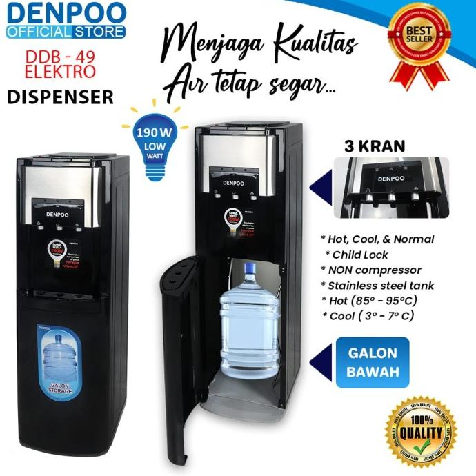 DENPOO DDB 49 DISPENSER GALON BAWAH PIPA STAINLESS STEEL (FREE JUICER)