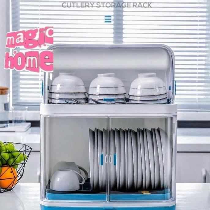 Rak piring DISH DRYER BOX plastik 2 susun tertutup portable 6050