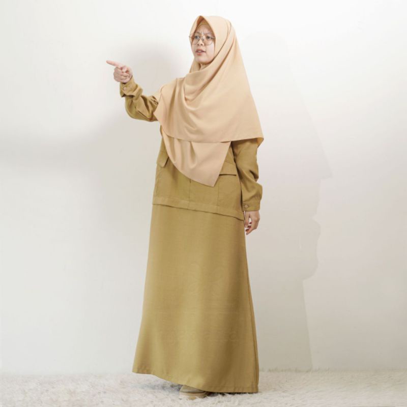 New Gamis PNS Profesi Khaki, Hitam Putih, Korpri, Pramuka, Hitam Dongker by Hijab Alila