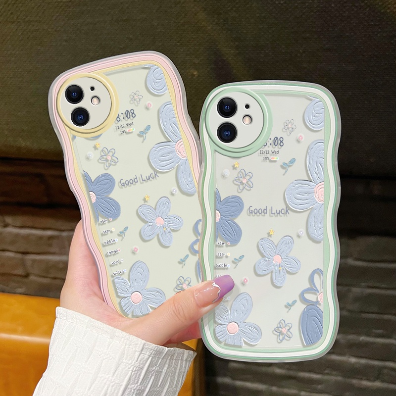 Casing Ponsel untuk OPPO A52 A92 A72 4G Casing pola bunga keberuntungan wadah Telepon anti guncangan Case lembut bening pinggiran gelombang warna-warni Cases hp kamera kreatif penutup pelindung sederhana Back Cover-5