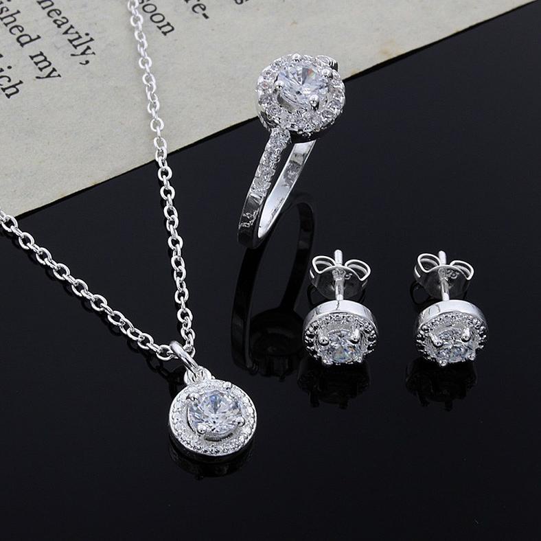 Update - Set Perhiasan Kalung dan Anting dengan Bahan Lapis Perak dan Hiasan Kristal 925 ,.
