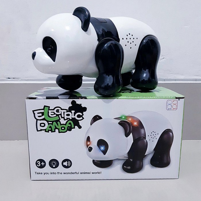 Mainan Anak Panda Berjalan Jalan Lampu Suara - Boneka Hewan Baterai