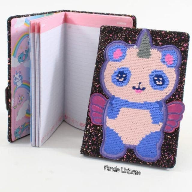 

Terlaris Nbook Notebook Sequin Glitter Character Unicorn Panda Cat Diary