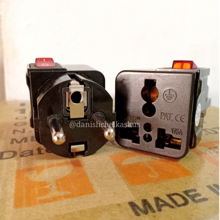 Terlaris Wonpro Over Steker Black + Switch On Off 16A