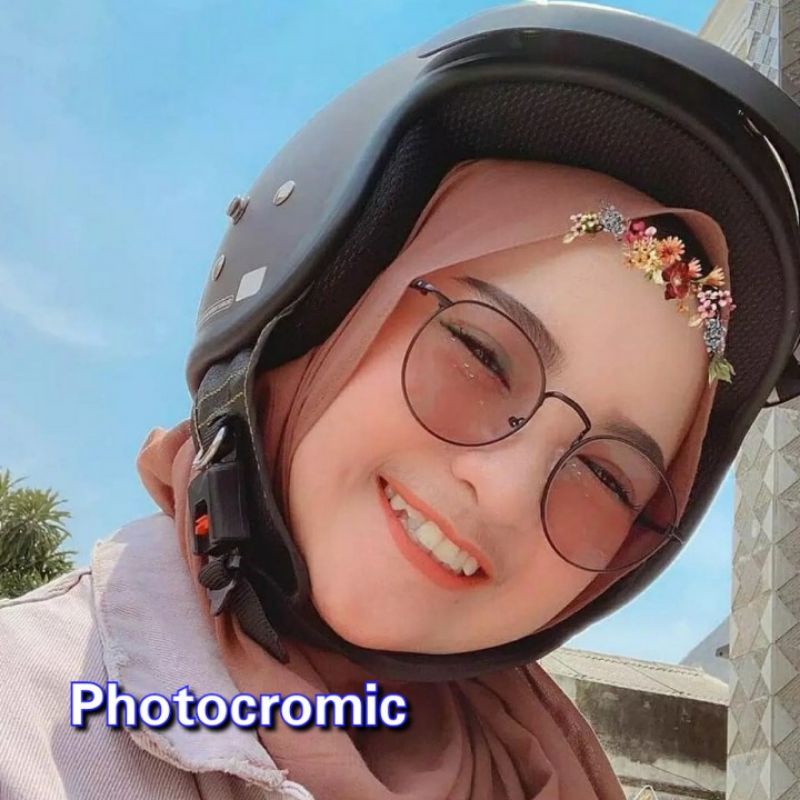 KACAMATA minus kacamata wanita muka kecil frame bulat kacamata photocromic|BLUCROMIC 9765