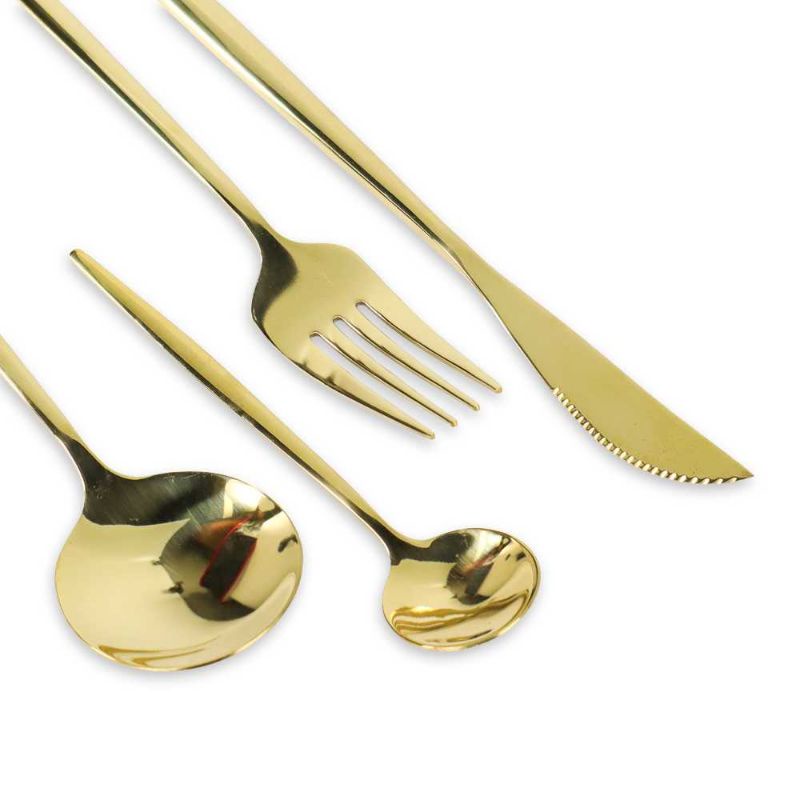 Tander Gold Cutlery Set Perlengkapan Makan Sendok Garpu Pisau 24PCS - TD-4128