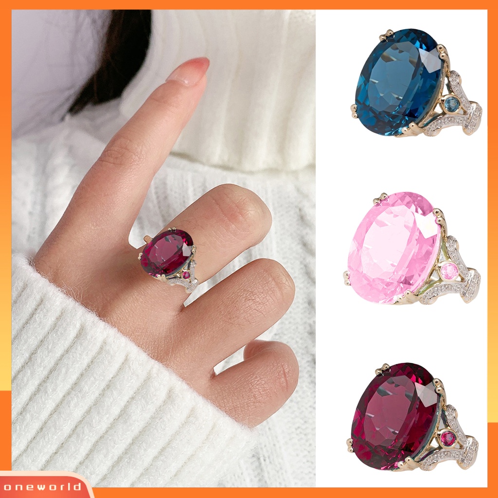 Cincin Wanita Model Telur Angsa Bahan Cubic Zirconia Gaya Vintage Untuk Hadiah Pernikahan