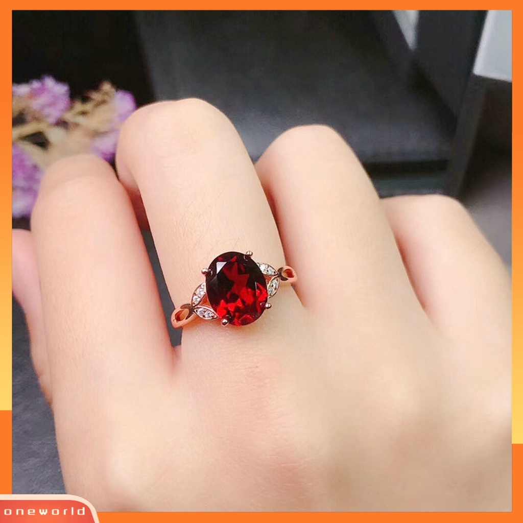 Cincin Model Terbuka Desain Geometri Hias Batu Delima Imitasi Berkilau Adjustable Untuk Wanita