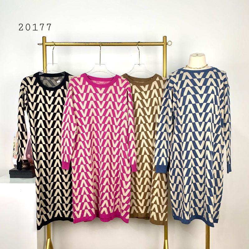 DRESS RAJUT TUNIK VVV PREMIUM DRESS RAJUT WANITA DRESS WANITA TERUSAN TUNIK JUT FULL MOTIF PRINT VVV