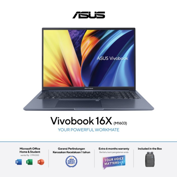 Laptop Asus Vivobook 16X M1603QA-VIPS753 Ryzen 7 5800H 16GB 512GB SSD