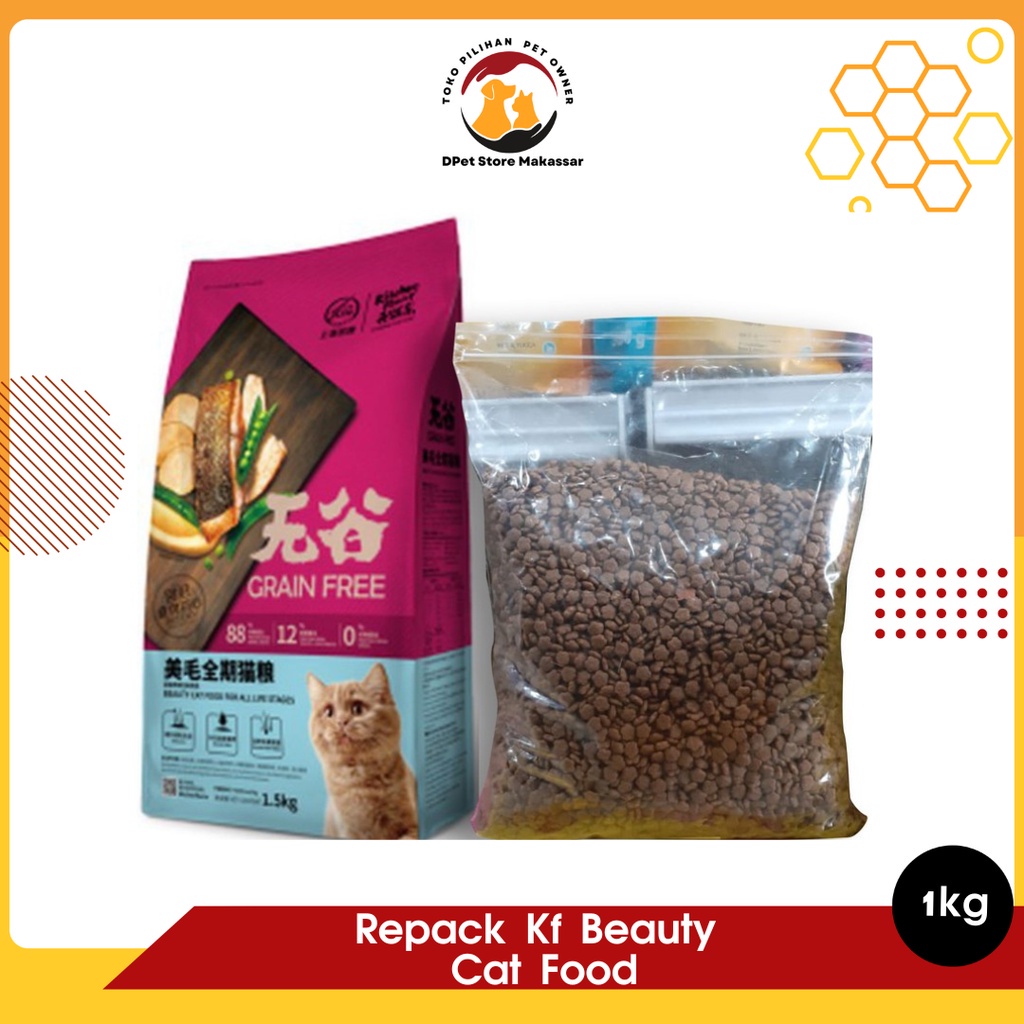 Makanan kucing kering-Repack KF Beauty Cat Food All Live Stages 1Kg dry food