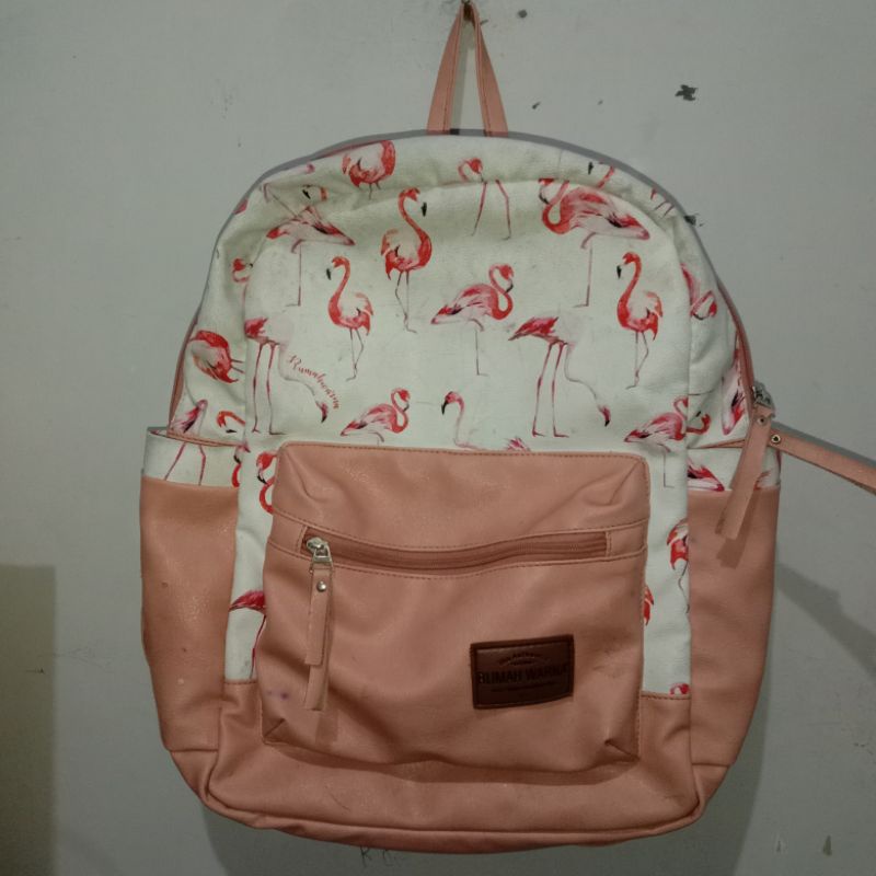 Preloved tas Rumah Warna Natania Flamingo || TAS RANSEL SEKOLAH