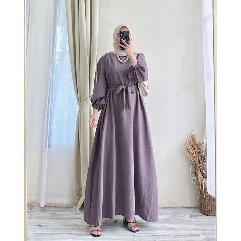 BAJU GAMIS WANITA POLOS CRINCLE AIR FLOW TERBARU/ FASHION MUSLIM WANITA TERBARU /DRES KONDANGAN MURAH