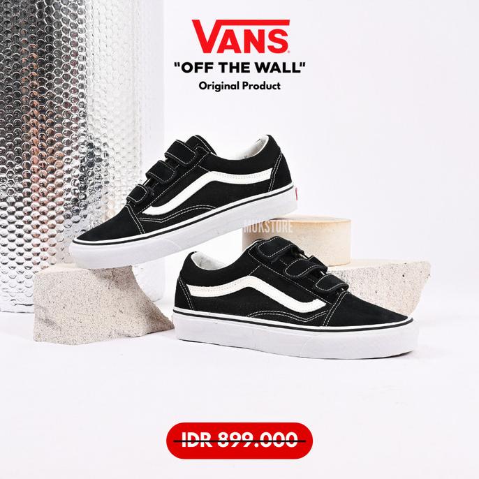 Promo Vans Old Skool Velcro Classic Black White Original - BNIB