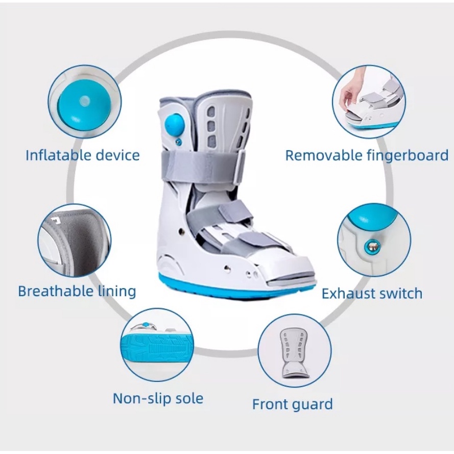 Ankle Walker Boot Airselect Brace /Ankle Foot Orthosis Brace Orthopedi Patah Tulang Kaki - Post Op Pneumatic Air Walker Boot(Dewasa/Anak-anak)