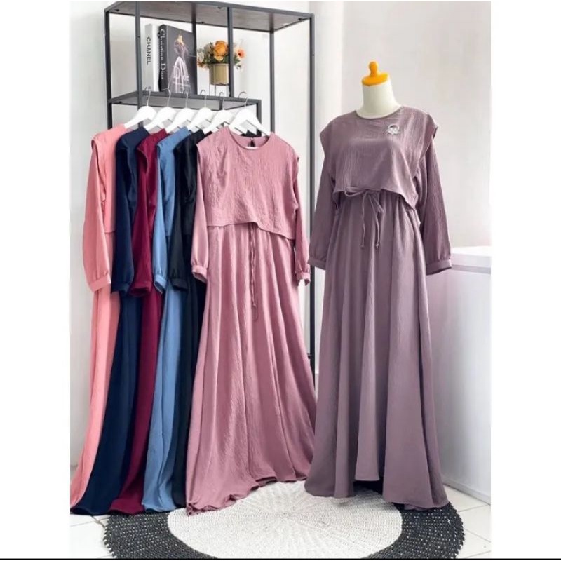 Glenca Maxi Gamis Dress crinkle airflow
