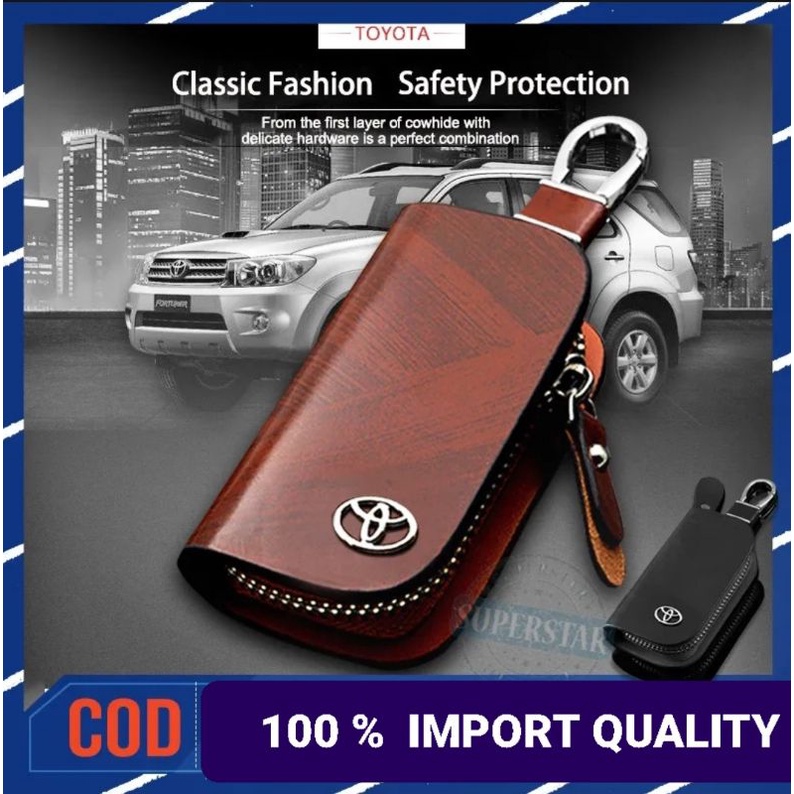 Gantungan Dompet STNK Mobil Kulit Logo Toyota Import Quality