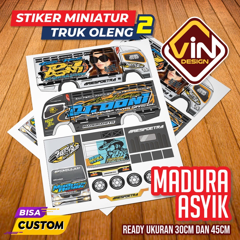 STIKER MINIATUR TRUK / MADURA ASYIK / POLA STICKER MINIATUR TRUCK OLENG