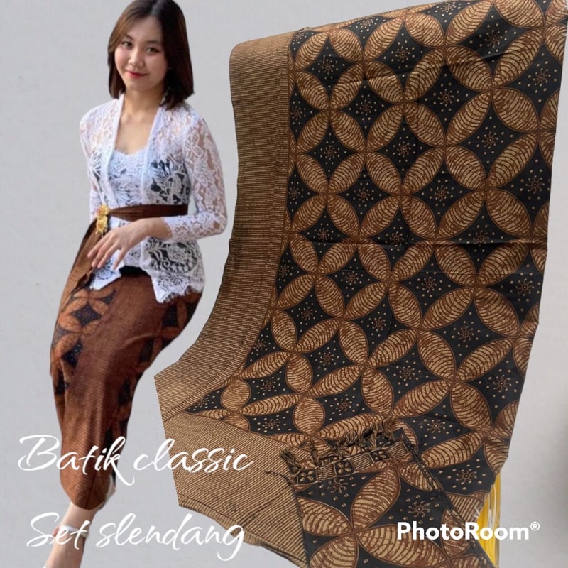 batik indigo set slendang