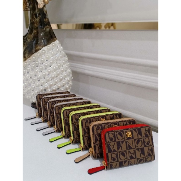 dompet kartu monogram mix polos Bonia original