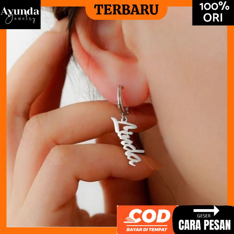 Anting Nama custom titanium anti karat Anting custom