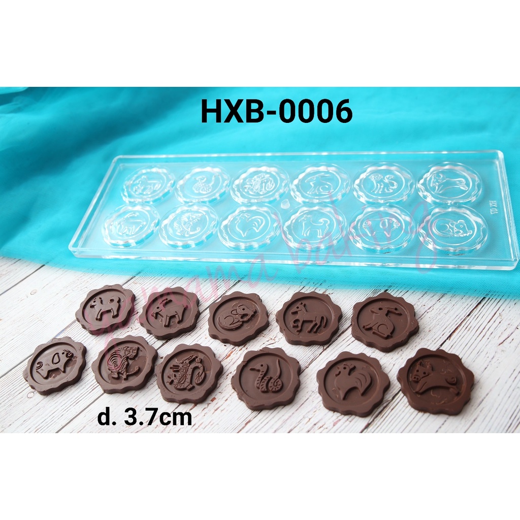 HXB-0006 Cetakan acrylic coklat koin shio binatang naga ayam kambing (Cetakan akrilik)
