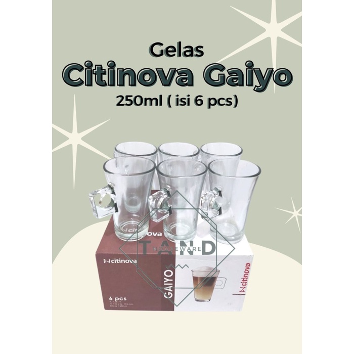 Gelas Kaca Citinova Gaiyo Ukuran 250 Ml Set 6 Pcs Trs0X-07
