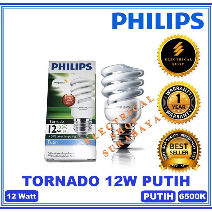 PHILIPS LAMPU TORNADO 12W 12 WATT PUTIH SPIRAL CDL (GROSIR & GARANSI)